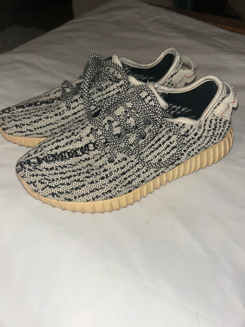 adidas Athletic Shoes Black and White Knit with Gum Sole YZY BOOST